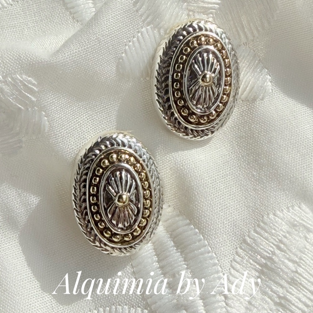 Mixed Metal Oval Statement Studs • Bold 1” Boutique Earrings